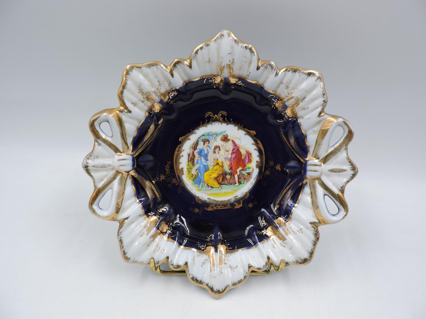Thun Czech Cobalt Blue Porcelain Bowl with Ribbons
