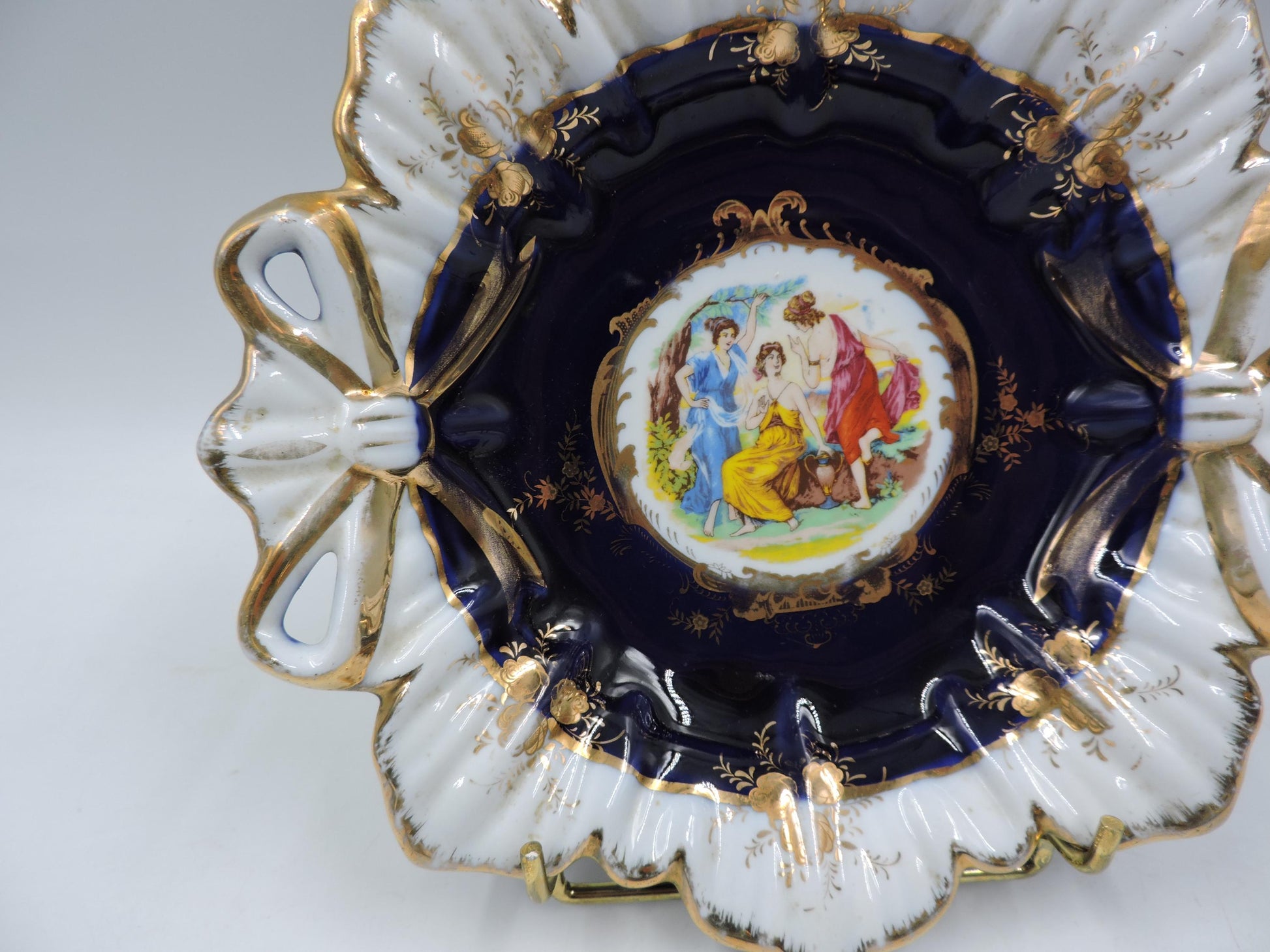 Thun Czech Cobalt Blue Porcelain Bowl with Ribbons