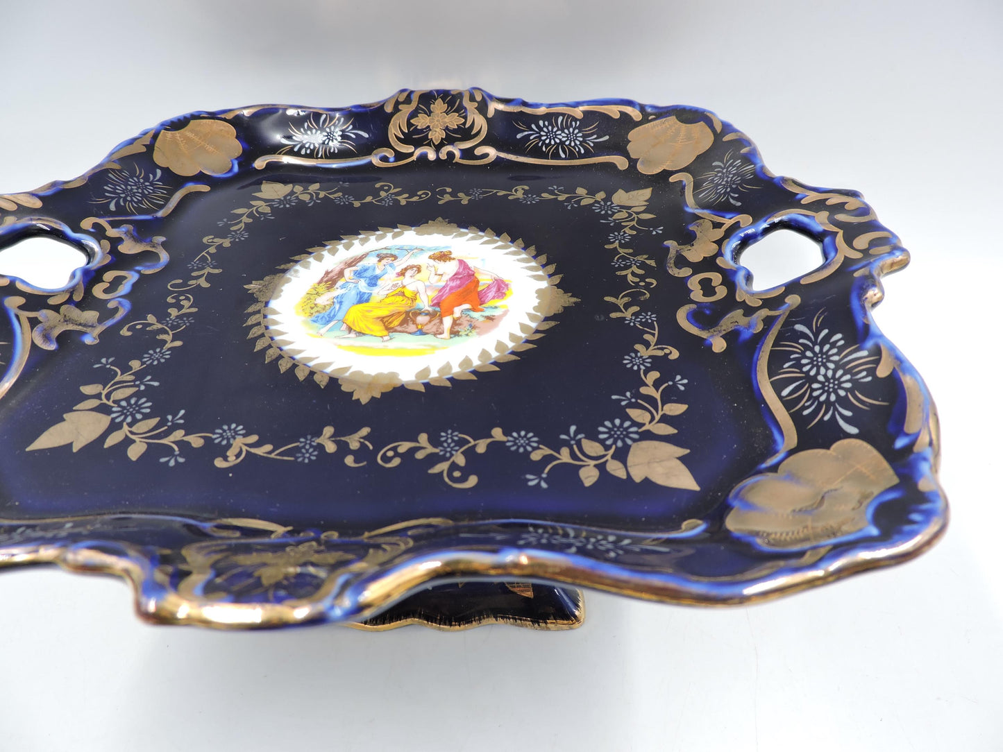 Rare Haas Czjzek Czech Cobalt Blue 24K Gold Footed Centerpiece Planter