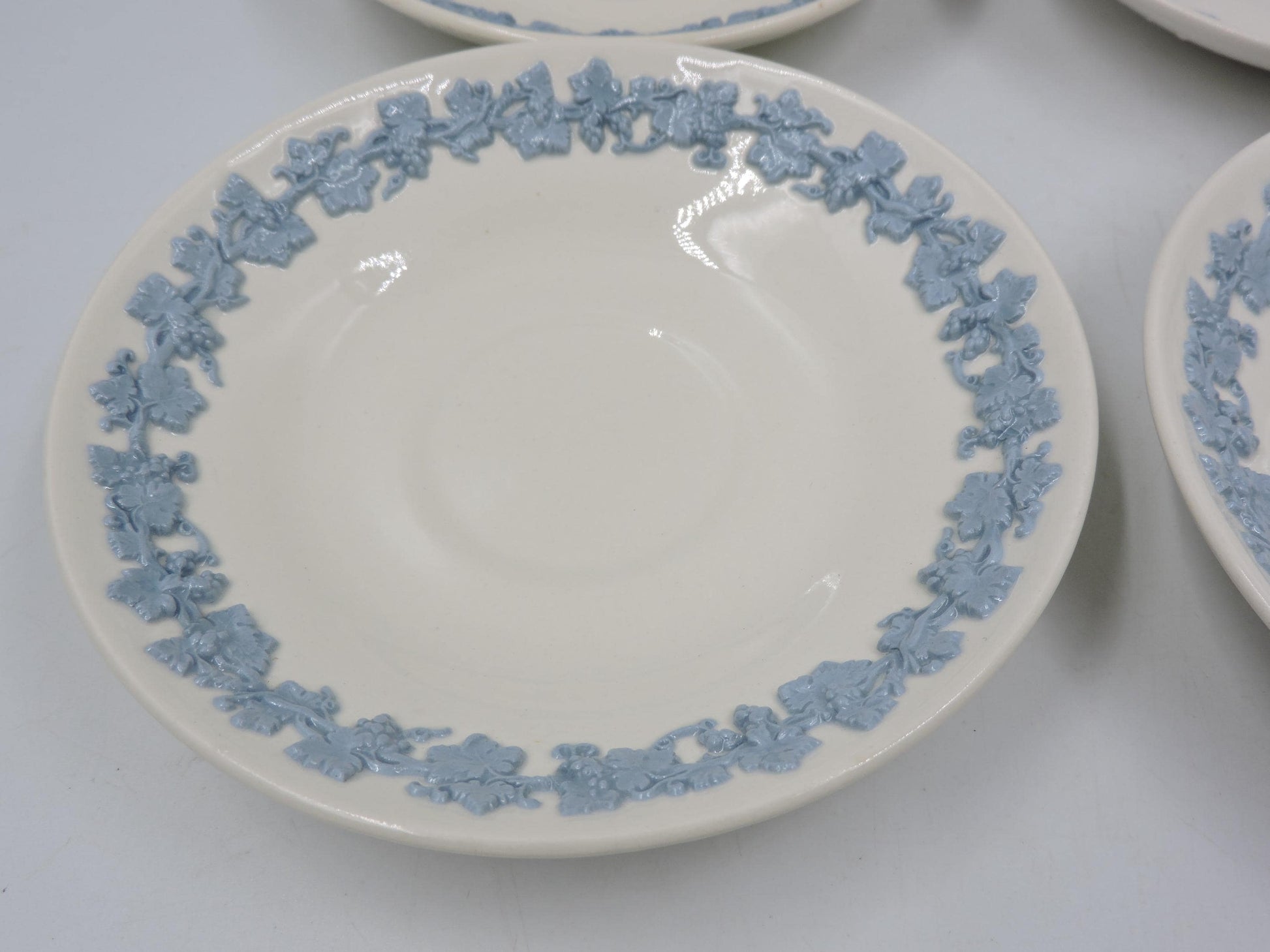 Wedgwood Queensware Blue on Cream Saucer (Set of 4)