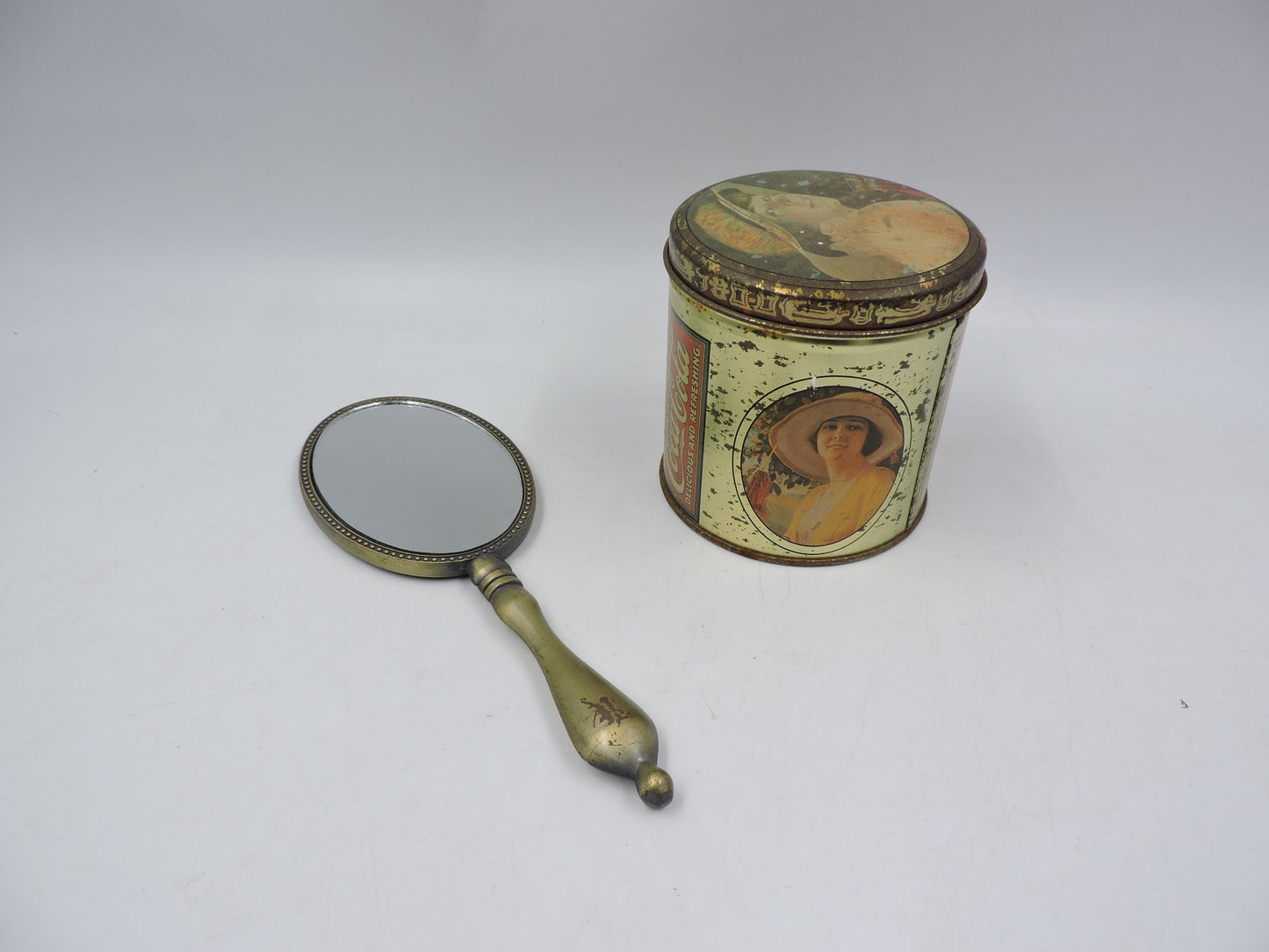Coca Cola Vintage Tin Box & Pocket Mirror