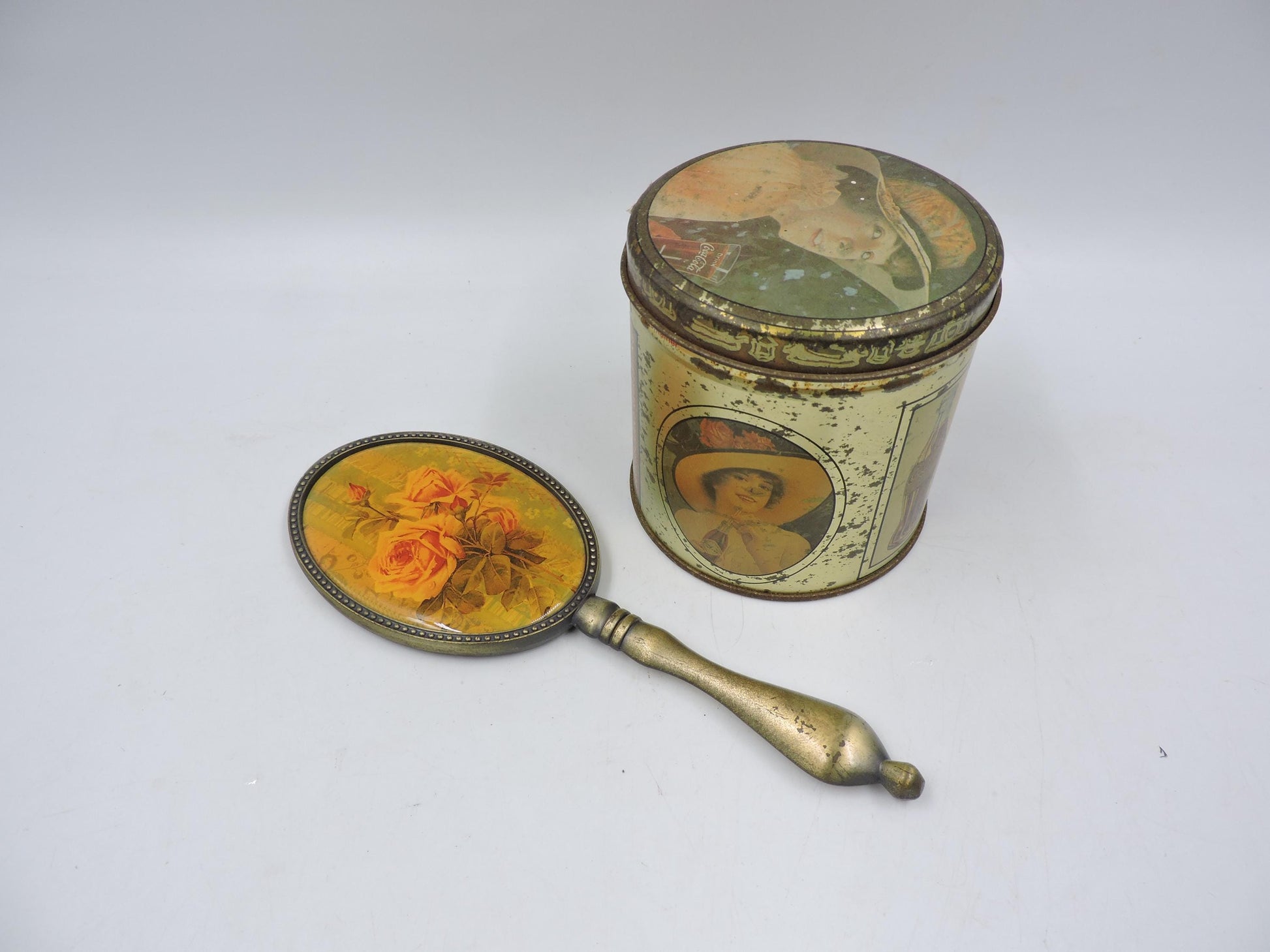 Coca Cola Vintage Tin Box & Pocket Mirror