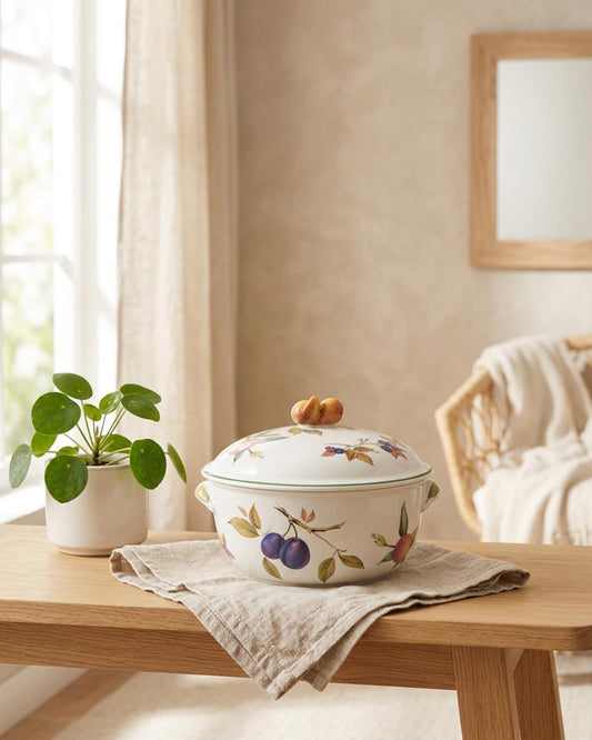 Vintage Royal Worcester Evesham Vale Lidded Casserole Dish (8.5")