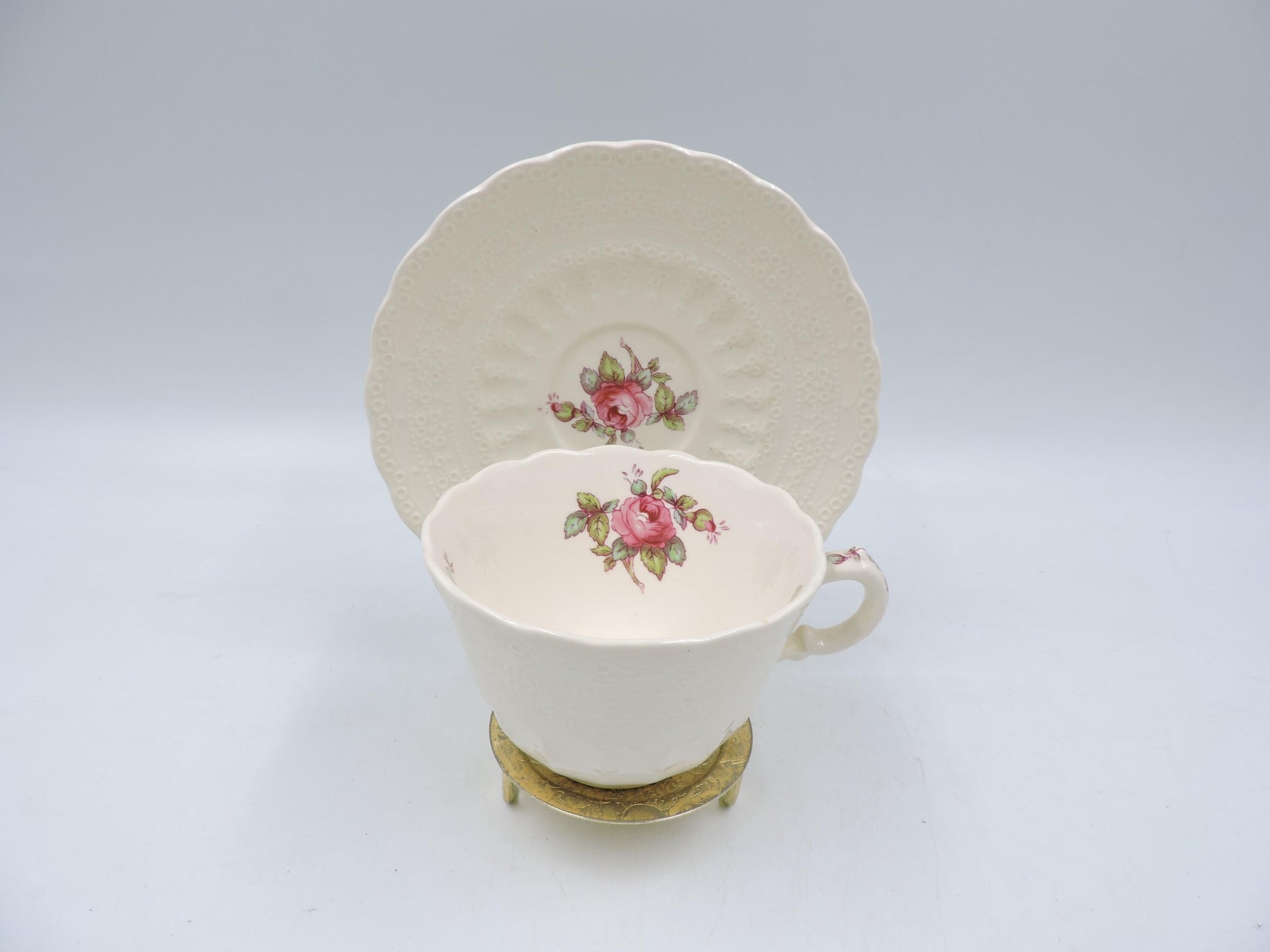 Vintage Spode Billingsley Rose Teacup and Saucer