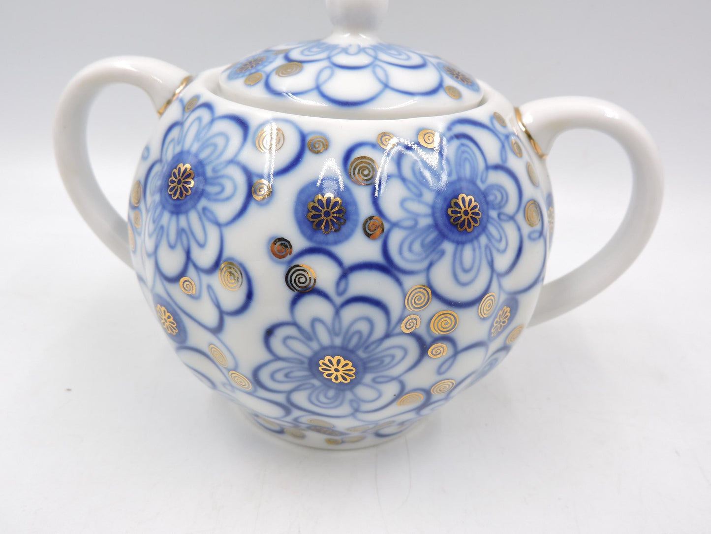 Lomonosov Imperial Porcelain Cornflower Sugar Bowl 450ml (15.2 oz)