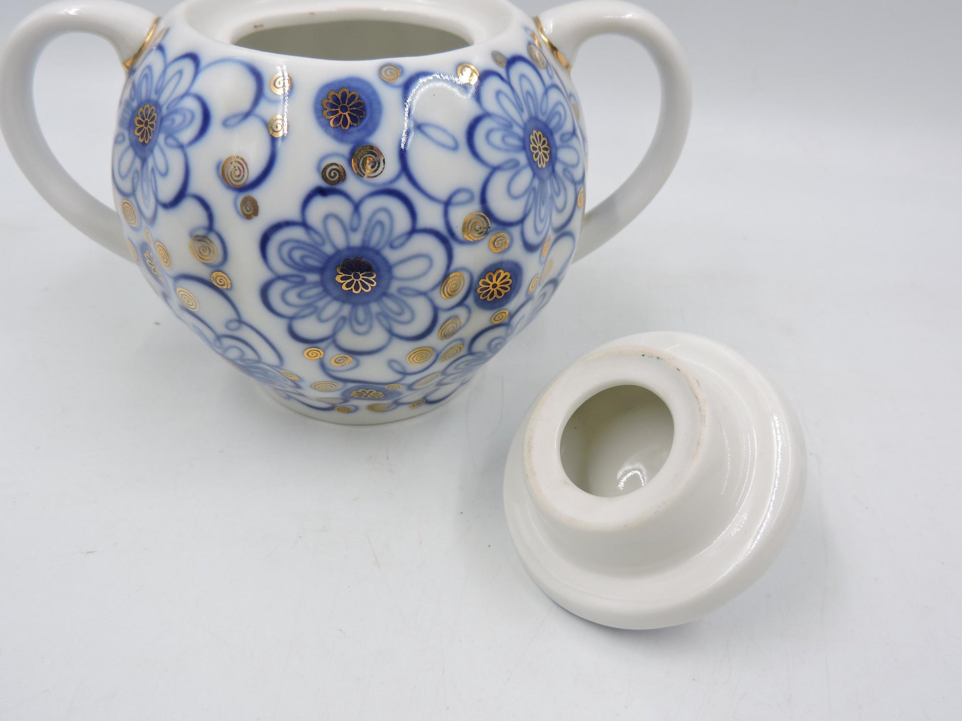 Lomonosov Imperial Porcelain Cornflower Sugar Bowl 450ml (15.2 oz)