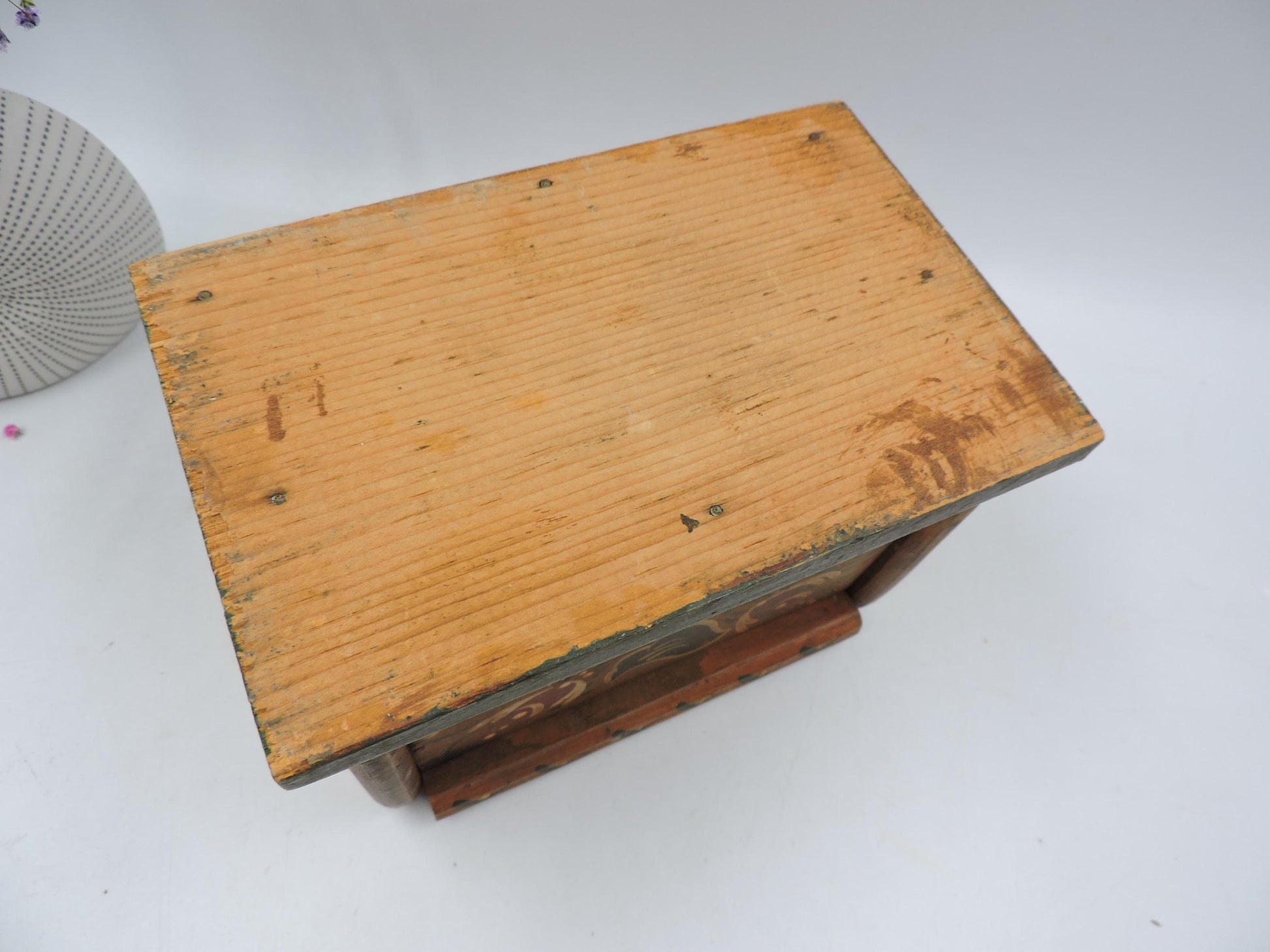 Vintage Hand-Painted Wooden Folk Art Box