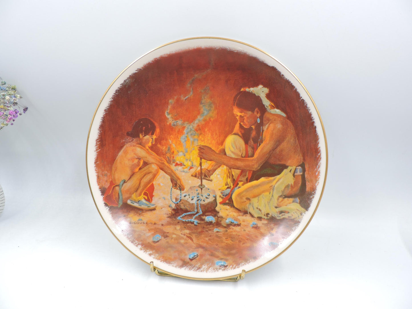Vintage 1978 Gorham Fine China Plate – "Turquoise Bead Maker" by E. Irving Couse