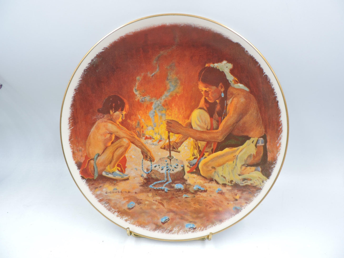 Vintage 1978 Gorham Fine China Plate – "Turquoise Bead Maker" by E. Irving Couse