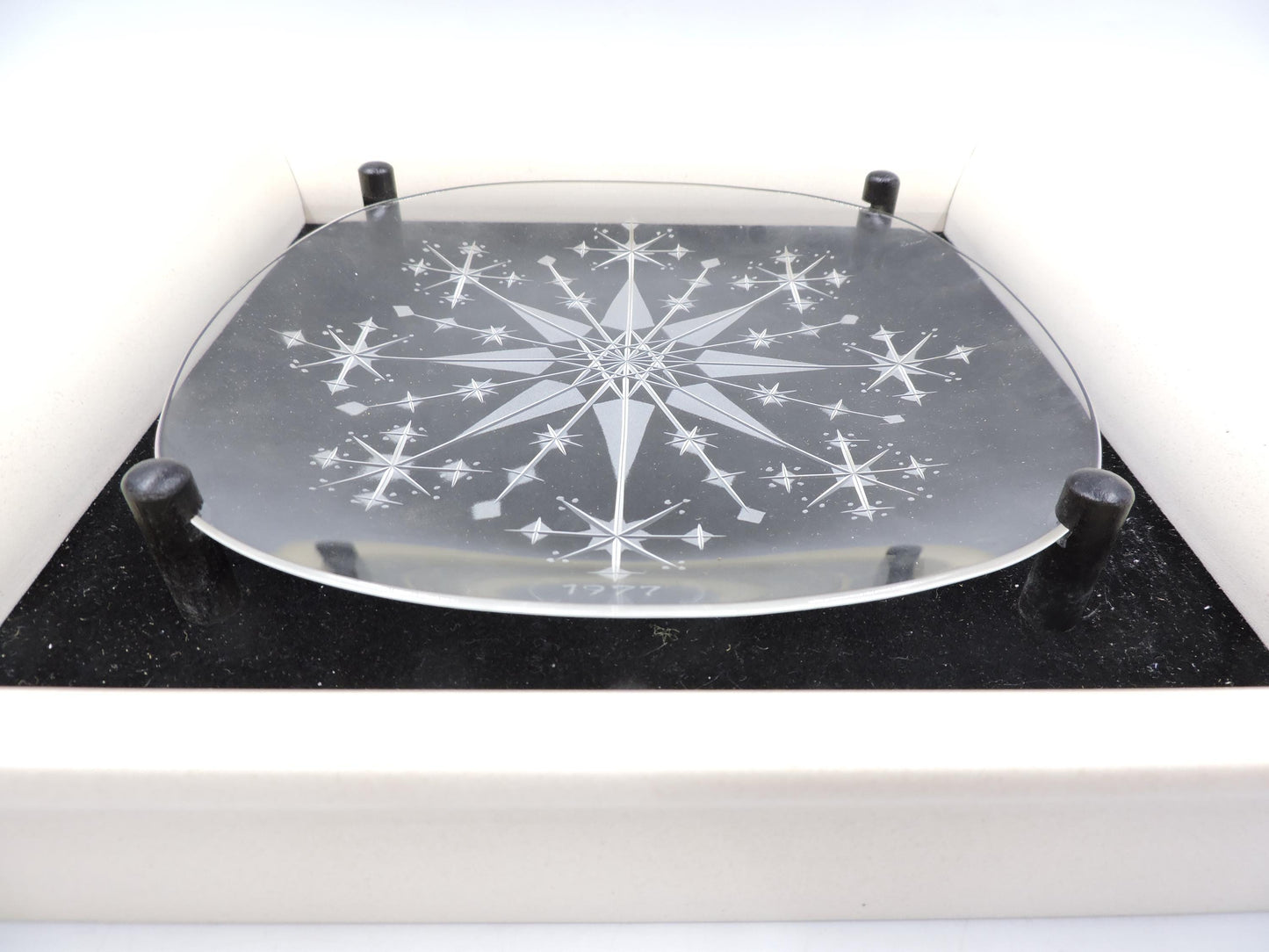 1977 Vintage Iittala Finland Crystal Snowflake Art Plate