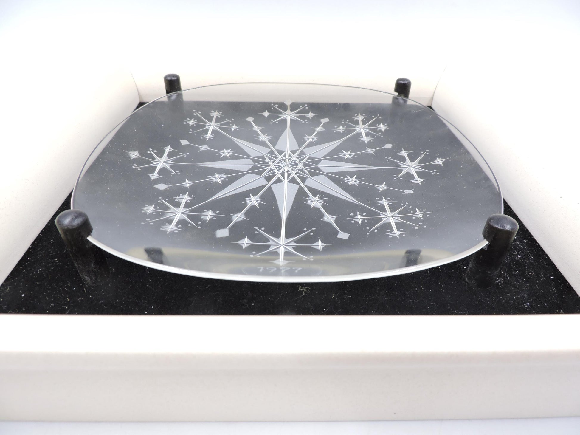 1977 Vintage Iittala Finland Crystal Snowflake Art Plate