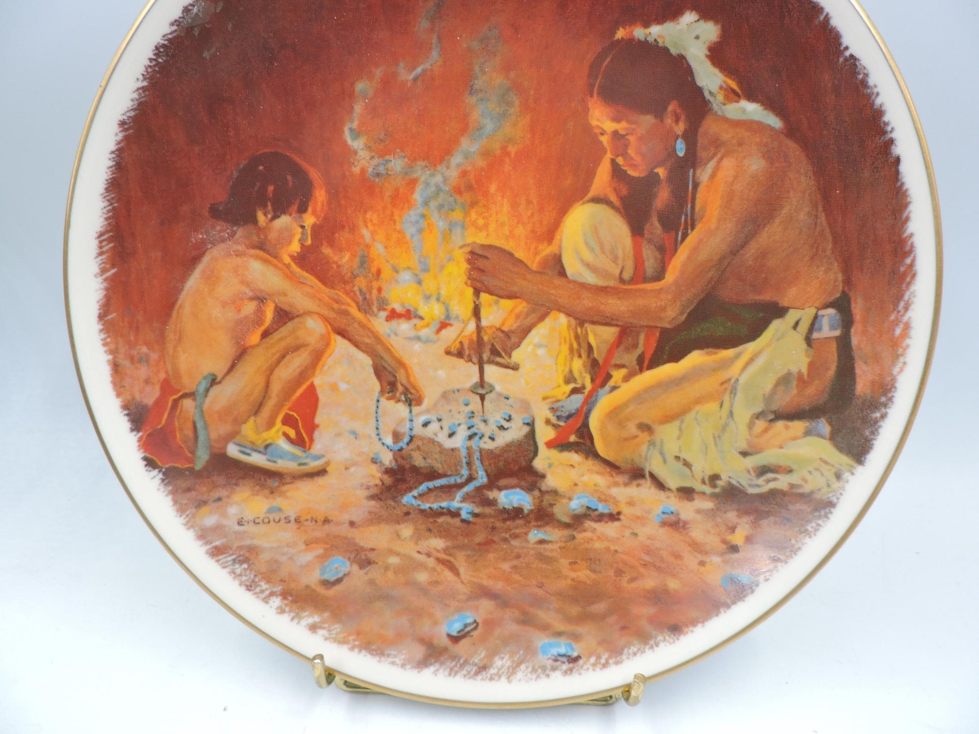 Vintage 1978 Gorham Fine China Plate – "Turquoise Bead Maker" by E. Irving Couse